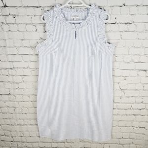 KIM ROGERS | ruffle striped seersucker sleeveless shift dress